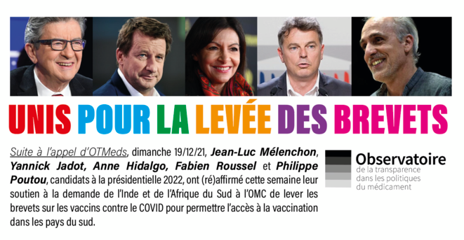 Hidalgo/Jadot/Mélenchon/Poutou/Roussel unis pour la levée des brevets sur les vaccins