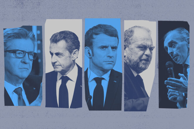 MM. Mélenchon, Sarkozy, Macron, Dupond-Moretti et Zemmour. © AFP