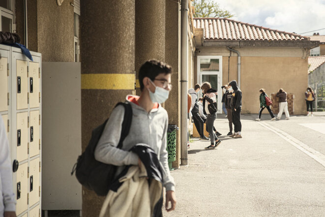 Dans un collège de l’Aude en mai 2021. © Photo Idriss Bigou-Gilles/Hans Lucas via AFP