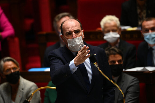 Jean Castex face aux députés, le 4 janvier 2022. © Bertrand Guay / AFP