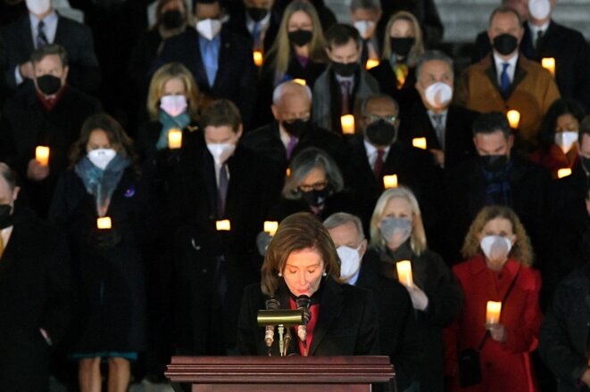 La démocrate Nancy Pelosi, le 6 janvier 2022, à Washington. © Photo Mandel Ngan / AFP