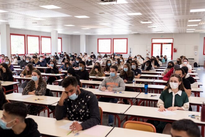 Un examen à l’université de Toulouse, en mai 2021. © Thomas Baron / Hans Lucas via AFP