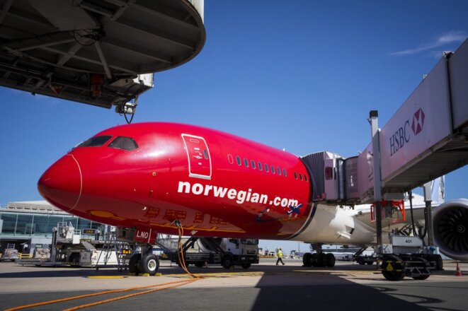 Un avion de la Norwegian à Roissy, en août 2018. © Photo Joel Saget / AFP