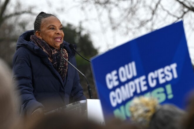 Christiane Taubira à Lyon, le 15 janvier 2022. © Jean-Philippe Ksiazek / AFP
