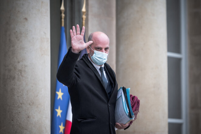 Jean-Michel Blanquer à la sortie du conseil des ministres du 12 janvier 2022. © Arthur Nicholas Orchard / Hans Lucas via AFP