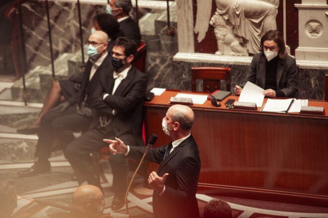 Jean-Michel Blanquer à l’Assemblée nationale, le 18 janvier. © Photo Christophe Michel / Hans Lucas via AFP