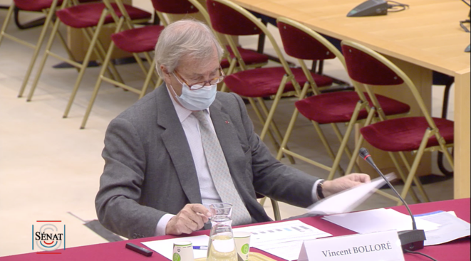 Vincent Bolloré, lors de son audition. Vincent Bolloré, lors de son audition.