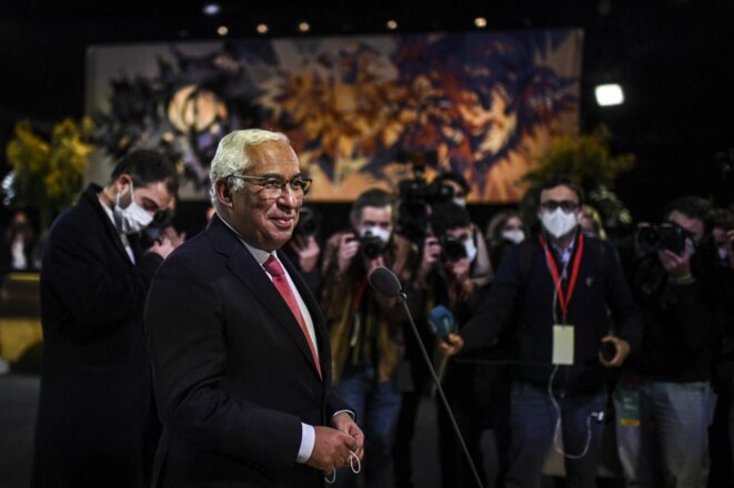 Antonio Costa à son arrivée au siège du PS à Lisbonne dimanche 30 janvier, dans la soirée, avant l'annonce des résultats. © Patricia de Melo Moreira / AFP