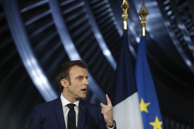 Emmanuel Macron à Belfort le 10 février © Photo .Jean-Francois Badias / AFP