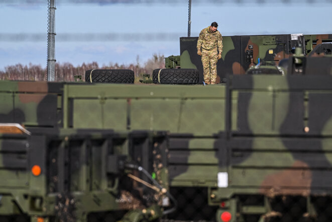 Des soldats américains sur une base en Pologne, le 12 février 2022. © Omar Marques / Anadolu Agency via AFP