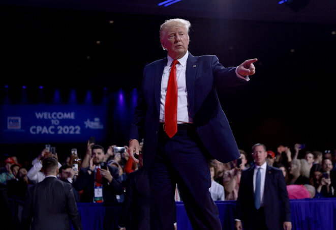 Donald Trump lors de la réunion des conservateurs américains (CPAC) à Orlando, le 26 février 2022. © Photo Joe Raedle / Getty Images via AFP