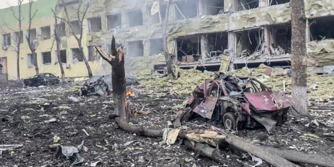 La maternité bombardée à Marioupol. © Capture d’écran d’une vidéo de l’armée ukrainienne