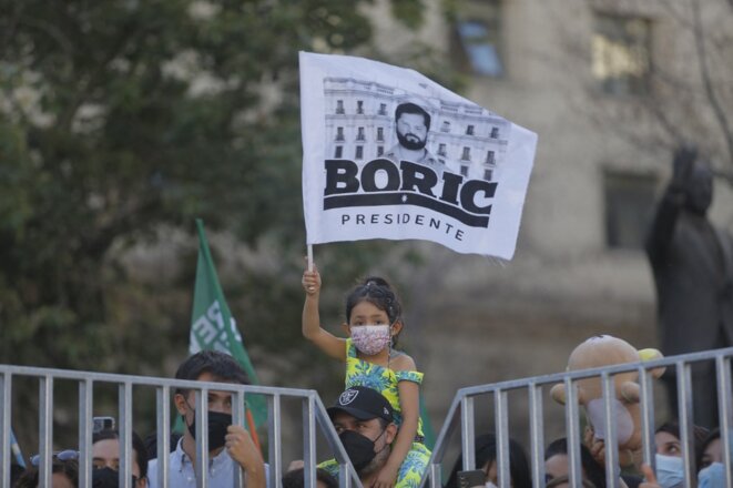 À Santiago le 11 mars 2022, avant le discours de Gabriel Boric. © Photo Cris Saavedra Vogel/Anadolu Agency/AFP