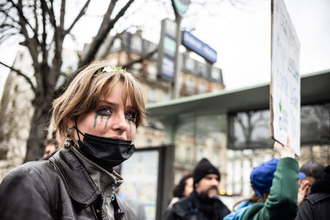 Manifestation pour le climat et la justice sociale, à Paris le 12 mars 2022. © Photo Sébastien Calvet / Mediapart
