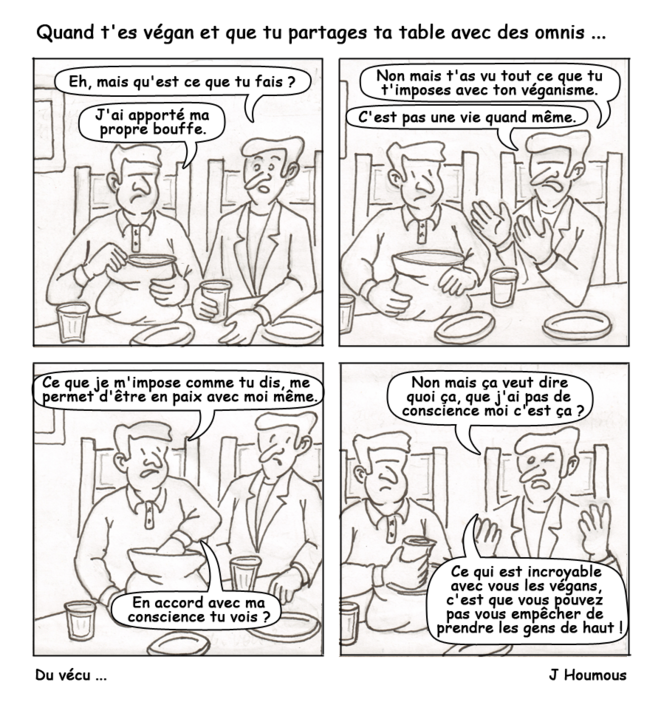 Quand t'es végan et que tu partages ta table avec des omnis ...