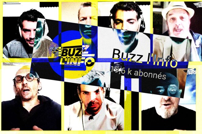 Buzz l’Info défend un « journalisme proche des gens », « au cœur de la France en crise ». © Capture d’écran Buzz l’Info / Montage Sébastien Calvet