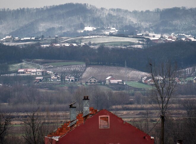La vallée de Jadar où la société Rio Tinto envisage de construire une mine pour l'exploitation de la jadarite, près de Loznica, en Serbie, le 7 décembre 2021. © Photo Oliver Bunic /AFP