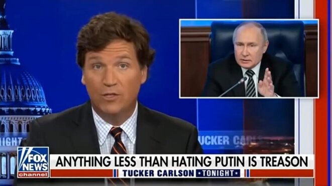 Tucker Carlson dans son émission sur Fox News. © Capture d’écran