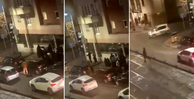Capture d'écran de la vidéo de l'agression de Jérémy Cohen. © Photomontage Mediapart