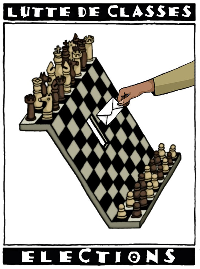 Lutte de classes / élections © à partir de deux dessins de l'illustrateur espagnol ENEKO