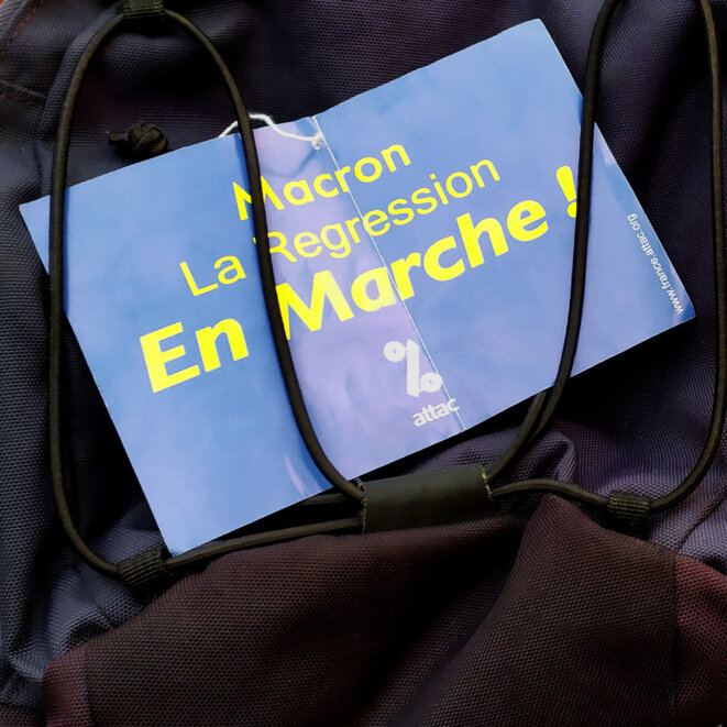 Macron, la régression en marche, manifestation du 24 janvier 2020 © CC-BY-SA-4.0 Citrouilleorange