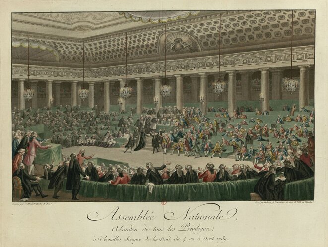 Assemblée nationale - abandon de tous les privilèges à Versailles, séance de la nuit du 4 au 5 août 1789
