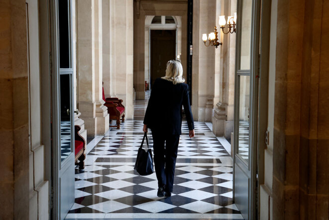 Marine Le Pen à l’Assemblée nationale en avril 2020. © Photo Thomas Coex / AFP