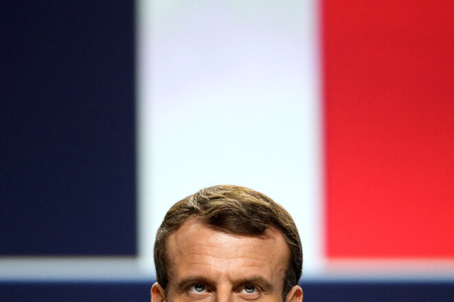 Emmanuel Macron lors de l'ouverture du congrès des maires de France, à Paris, le 19 novembre 2019. © Photo Stéphane Lemouton / Pool / Abaca