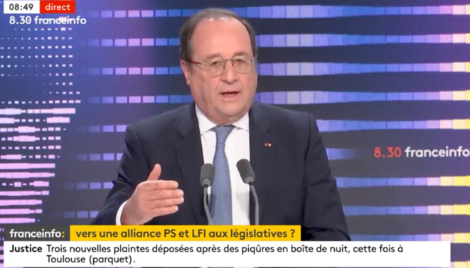 François Hollande admonestant le PS sur France Info, le 28 avril 2022 © Capture d'écran / Site de France Info
