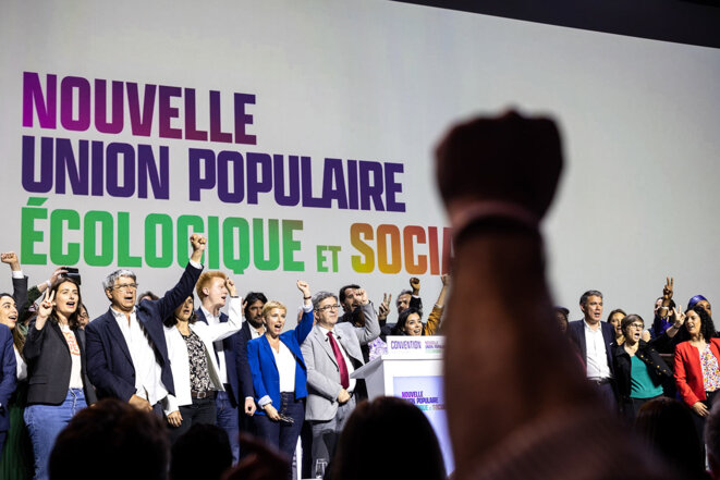 Lors de la convention de la Nouvelle union populaire écologique et sociale à Aubervilliers, le 7 mais 2022. © Photo Sébastien Calvet / Mediapart