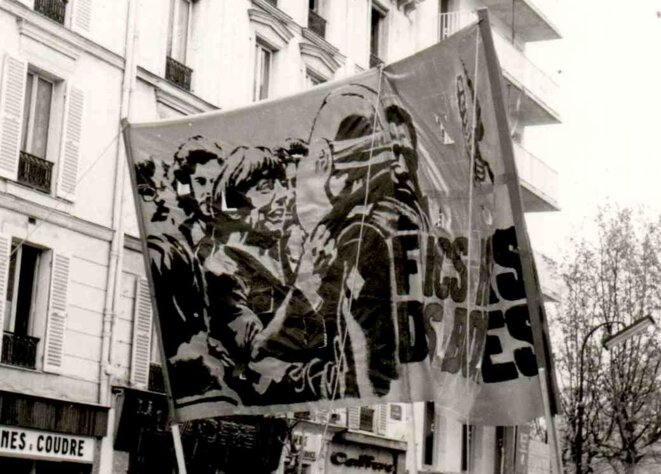 Banderole de la Ligue communiste le 1er mai 1972 © Jean-Claude Vimont (Blog Rock-Culture-Politique, Rouen)