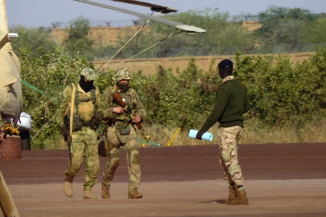 An undated French army photo of what it says are Russian mercenaries in northern Mali. © © Photo Armée française via AP / Sipa