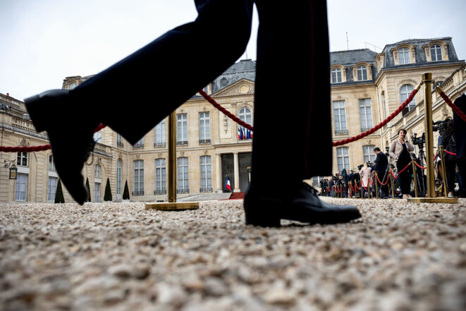 Au palais de l’Élysée lors de l’investiture d’Emmanuel Macron, le 7 mai 2022. © Photo Sébastien Calvet / Mediapart