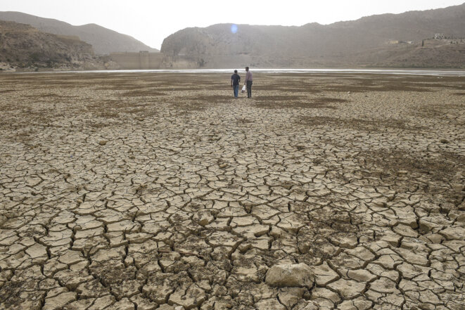 Au Pakistan, en juin 2021, le lac Hanna asséché. © Photo : Banaras Khan / AFP