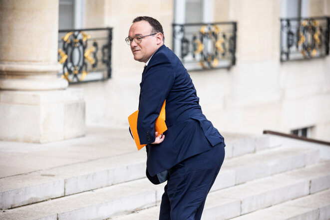 Damien Abad au palais de l’Élysée, le 23 mai 2022. © Photo Sébastien Calvet / Mediapart