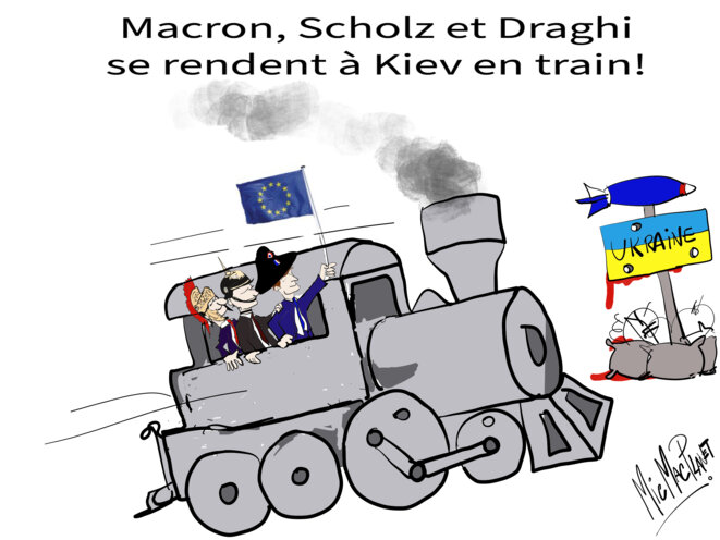 Macron, Scholz et Draghi se rendent à Kiev en train!