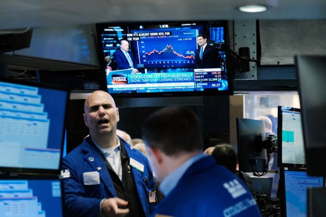 À Wall Street, le Dow Jones perdait le 16 juin plus de 600 points. © SPENCER PLATT /  Getty Images via AFP