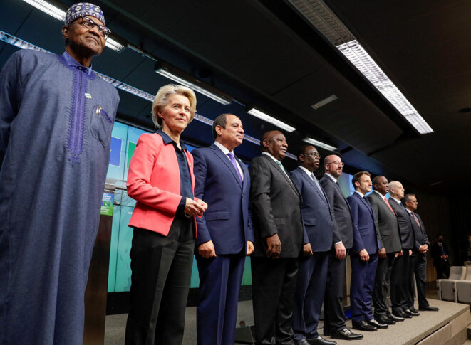 Lors du sommet de l'Union européenne et de l'Union africaine au Conseil européen à Bruxelles, le 18 février 2022. © Photo Olivier Hoslet / Pool / AFP
