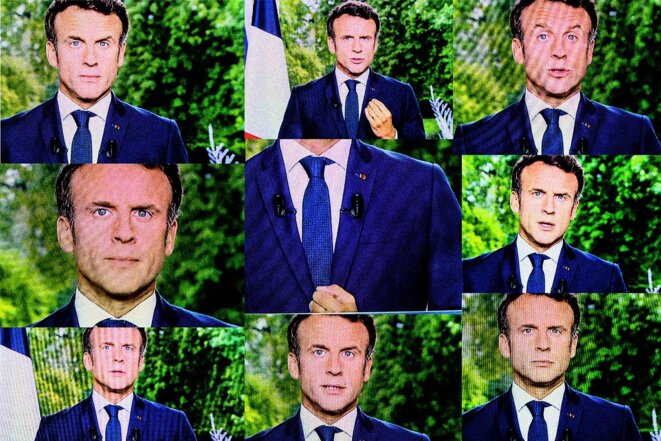 Emmanuel Macron lors de son allocution, le 22 juin 2022. © Photos Sébastien Calvet / Mediapart