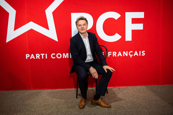 Fabien Roussel lors du 38e congrès du PCF à Ivry-sur-Seine, le 24 novembre 2018. © Photo Florent Pommier / REA