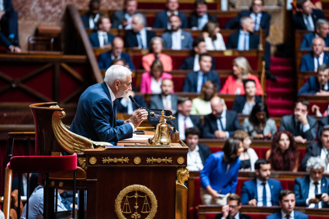 José Gonzalez (RN), doyen des députés, a présidé la séance de rentrée de l'Assemblée nationale. © Photo Xose Bouzas / Hans Lucas via AFP