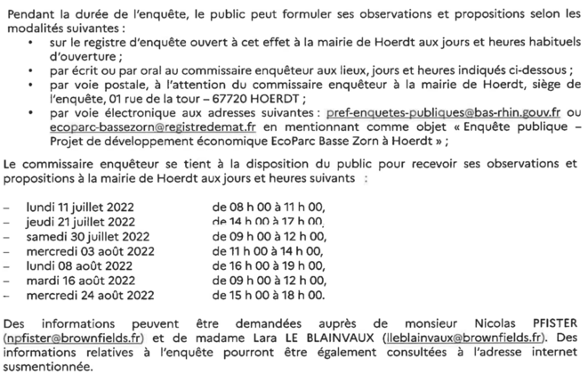 L'enquête publique du projet EcoParc Basse-Zorn à Hoerdt a commencé !