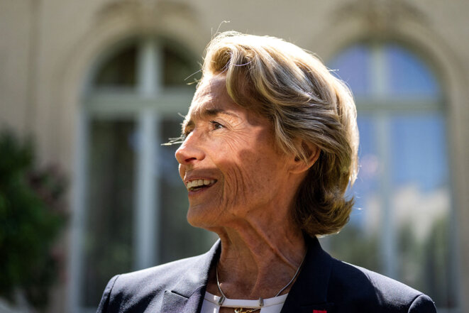 Caroline Cayeux lors de la passation de pouvoirs au ministère de l’intérieur, le 4 juillet 2022. © Photo Xose Bouzas / Hans Lucas via AFP