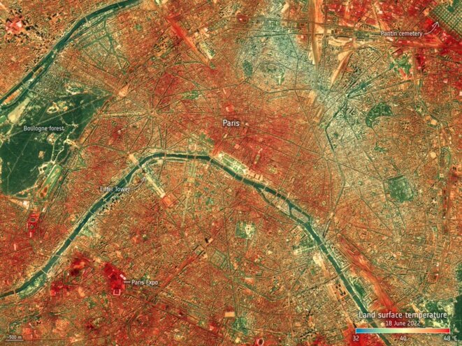 Paris vu de la station spatiale internationale, le 18 juin 2022. © @ESA_EO