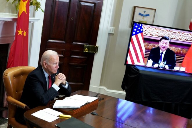 Un sommet virtuel entre Joe Biden et Xi Jinping en novembre 2021. © Photo Mandel Ngan/AFP