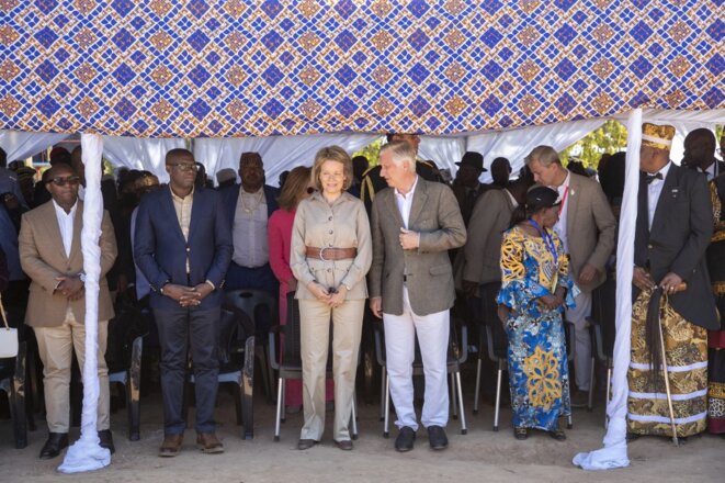 La reine Mathilde et le roi Philippe de Belgique en visite au Congo. © Nicolas MAETERLINCK NICOLAS MAETERLINCK / BELGA MAG / Belga via AFP