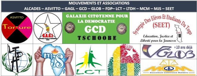 Mouvements et Associations du Togo, Alcades, Asvitto, Fdp, Gagl, Gcd, Glob, Lct, Ltdh, Mcm, Mjs, Seet.