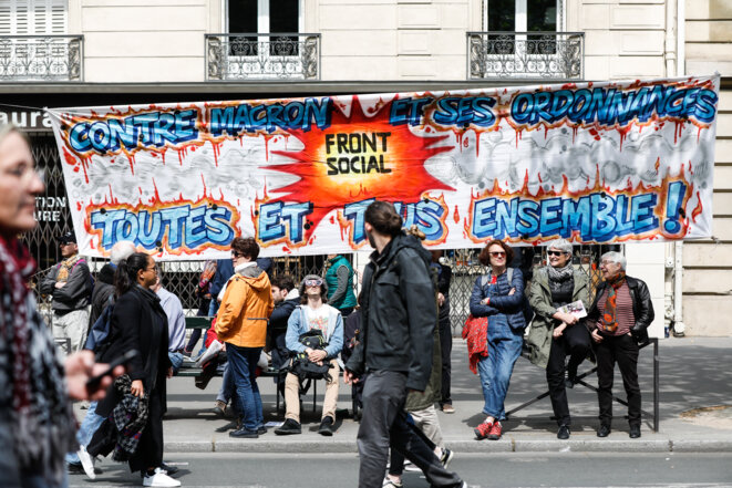 Cortège de la manifestation syndicale du 1er mai à Paris, en 2019. © Laure Boyer / Hans Lucas / Hans Lucas via AFP