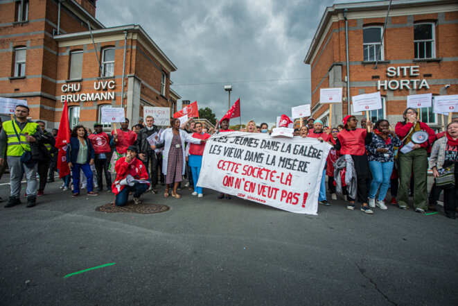 Mouvement de grogne du personnel de l'hôpital Brugmann-Huderf à Bruxelles