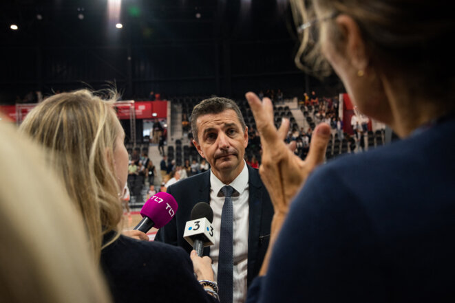Gaël Perdriau, maire de Saint-Etienne, à l’occasion de l’inauguration de l’Arena de Saint-Chamond le 17 septembre 2022. © Photo Véro Martin / Hans Lucas via AFP